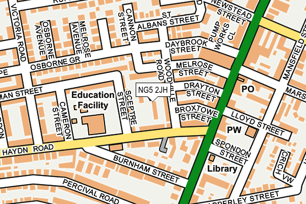 NG5 2JH map - OS OpenMap – Local (Ordnance Survey)