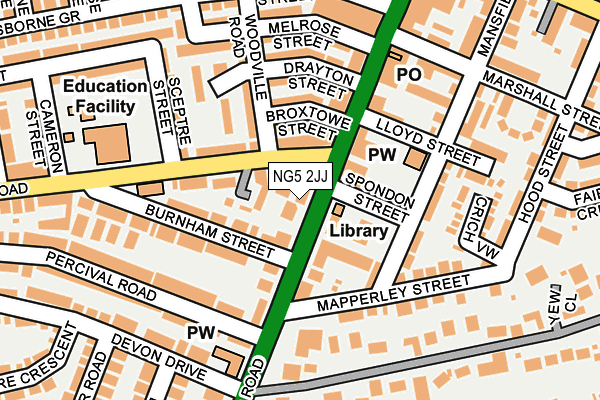 NG5 2JJ map - OS OpenMap – Local (Ordnance Survey)