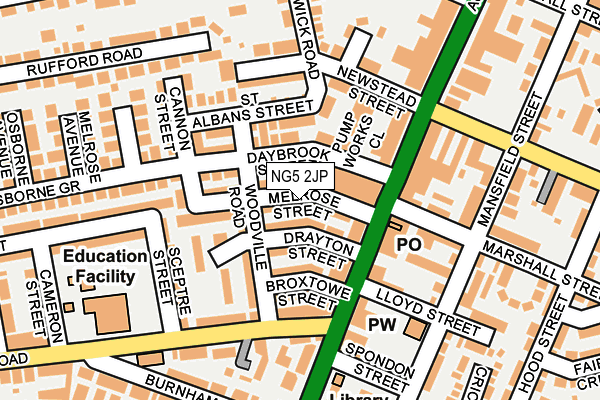 NG5 2JP map - OS OpenMap – Local (Ordnance Survey)