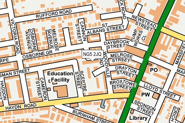 NG5 2JQ map - OS OpenMap – Local (Ordnance Survey)
