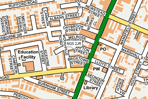 NG5 2JR map - OS OpenMap – Local (Ordnance Survey)