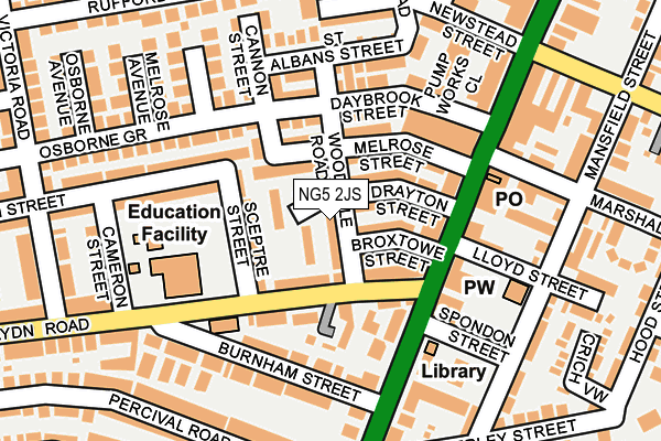 NG5 2JS map - OS OpenMap – Local (Ordnance Survey)