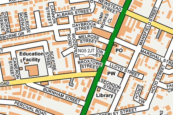NG5 2JT map - OS OpenMap – Local (Ordnance Survey)