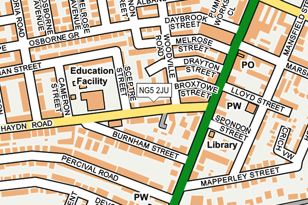 NG5 2JU map - OS OpenMap – Local (Ordnance Survey)