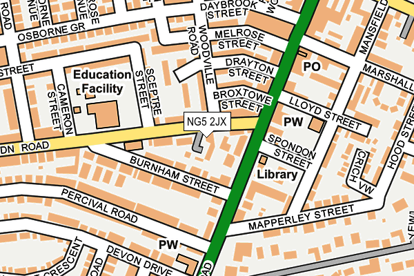 NG5 2JX map - OS OpenMap – Local (Ordnance Survey)