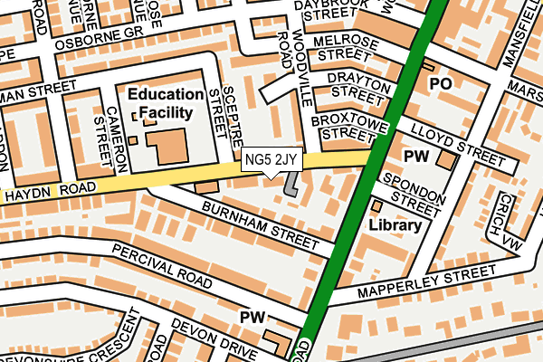 NG5 2JY map - OS OpenMap – Local (Ordnance Survey)