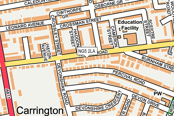 NG5 2LA map - OS OpenMap – Local (Ordnance Survey)