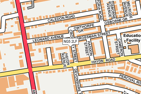 NG5 2LF map - OS OpenMap – Local (Ordnance Survey)