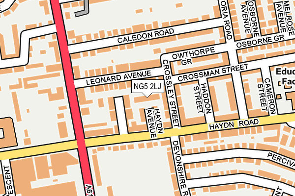 NG5 2LJ map - OS OpenMap – Local (Ordnance Survey)
