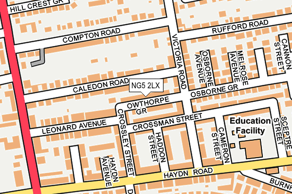 NG5 2LX map - OS OpenMap – Local (Ordnance Survey)