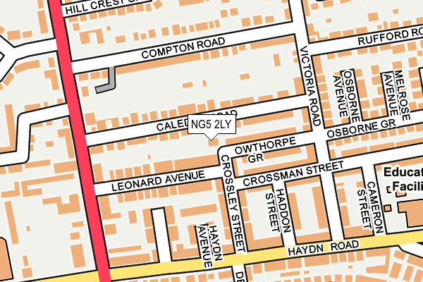 NG5 2LY map - OS OpenMap – Local (Ordnance Survey)