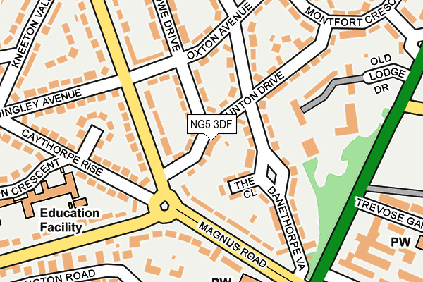 NG5 3DF map - OS OpenMap – Local (Ordnance Survey)