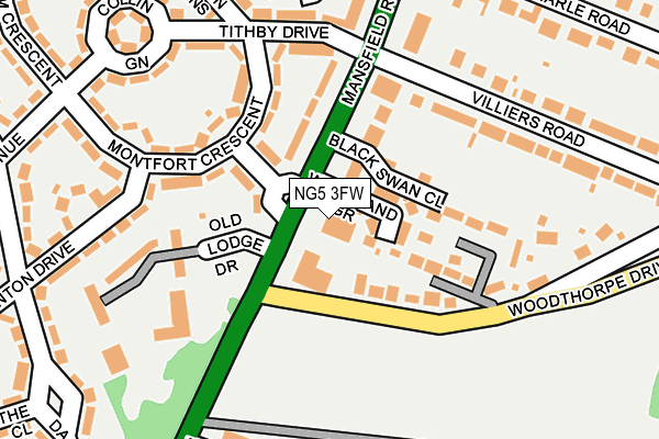 NG5 3FW map - OS OpenMap – Local (Ordnance Survey)