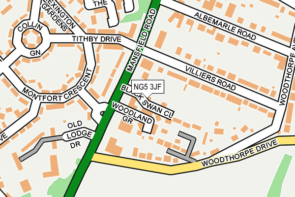 NG5 3JF map - OS OpenMap – Local (Ordnance Survey)