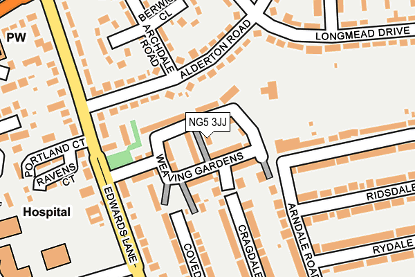 NG5 3JJ map - OS OpenMap – Local (Ordnance Survey)