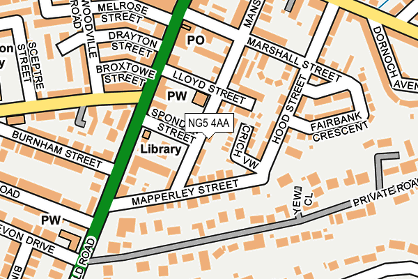 NG5 4AA map - OS OpenMap – Local (Ordnance Survey)