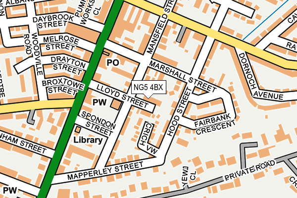 NG5 4BX map - OS OpenMap – Local (Ordnance Survey)