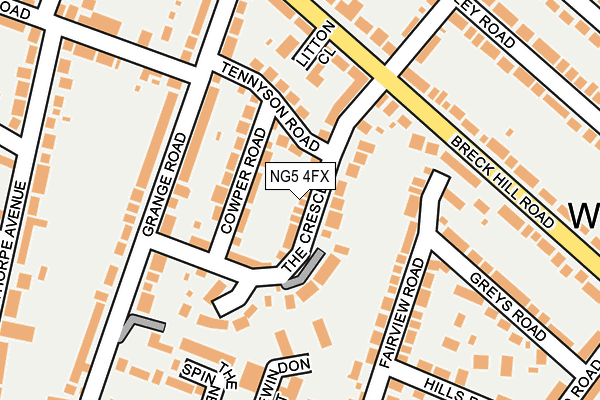 NG5 4FX map - OS OpenMap – Local (Ordnance Survey)