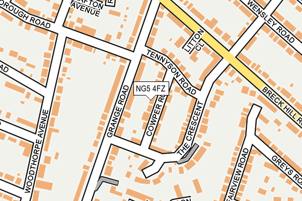 NG5 4FZ map - OS OpenMap – Local (Ordnance Survey)