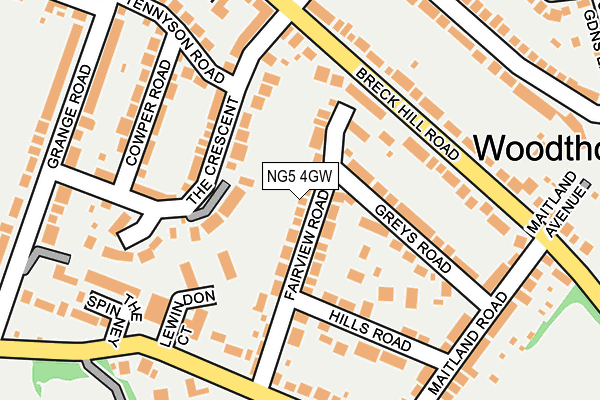 NG5 4GW map - OS OpenMap – Local (Ordnance Survey)