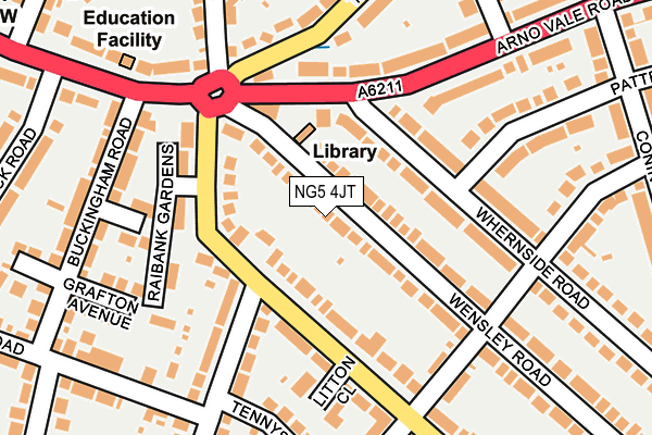 NG5 4JT map - OS OpenMap – Local (Ordnance Survey)