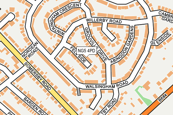 NG5 4PD map - OS OpenMap – Local (Ordnance Survey)