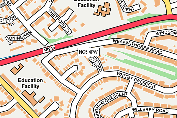 NG5 4PW map - OS OpenMap – Local (Ordnance Survey)