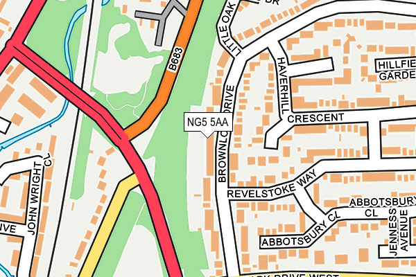 NG5 5AA map - OS OpenMap – Local (Ordnance Survey)