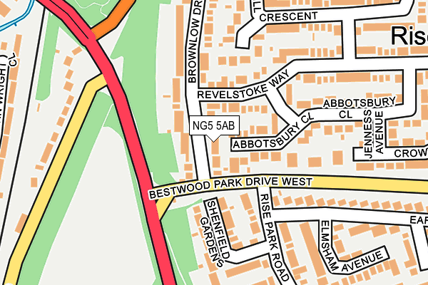 NG5 5AB map - OS OpenMap – Local (Ordnance Survey)