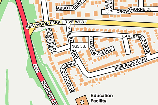 NG5 5BJ map - OS OpenMap – Local (Ordnance Survey)