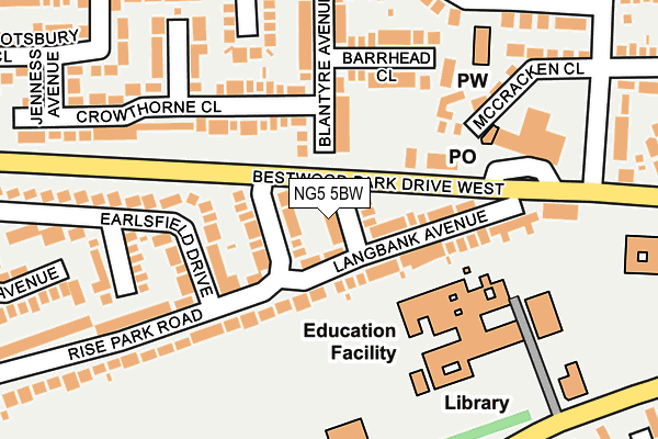 NG5 5BW map - OS OpenMap – Local (Ordnance Survey)