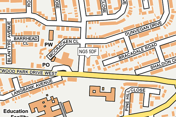 NG5 5DF map - OS OpenMap – Local (Ordnance Survey)