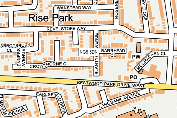 NG5 5DN map - OS OpenMap – Local (Ordnance Survey)