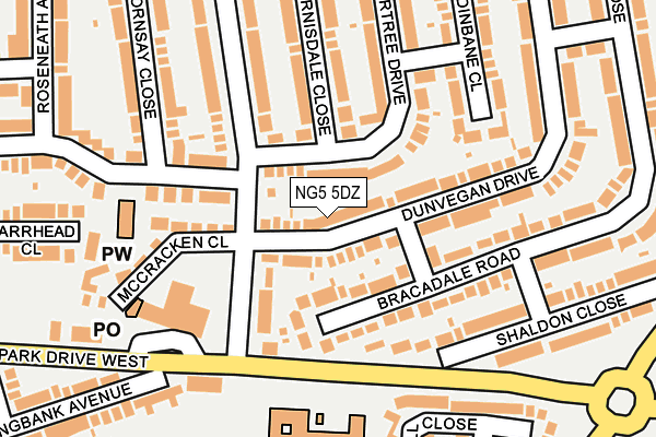 NG5 5DZ map - OS OpenMap – Local (Ordnance Survey)