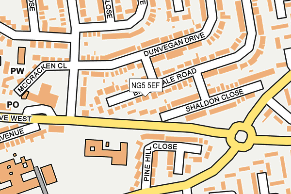 NG5 5EF map - OS OpenMap – Local (Ordnance Survey)