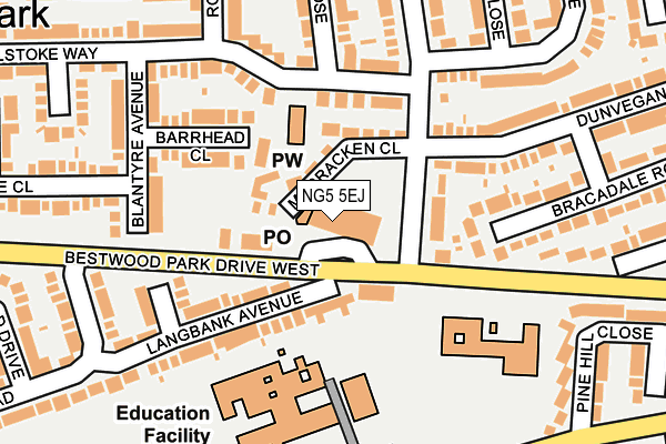 NG5 5EJ map - OS OpenMap – Local (Ordnance Survey)