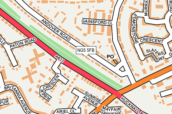 NG5 5FB map - OS OpenMap – Local (Ordnance Survey)