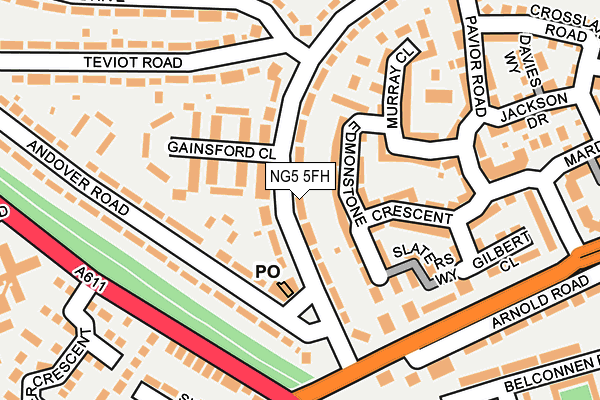 NG5 5FH map - OS OpenMap – Local (Ordnance Survey)