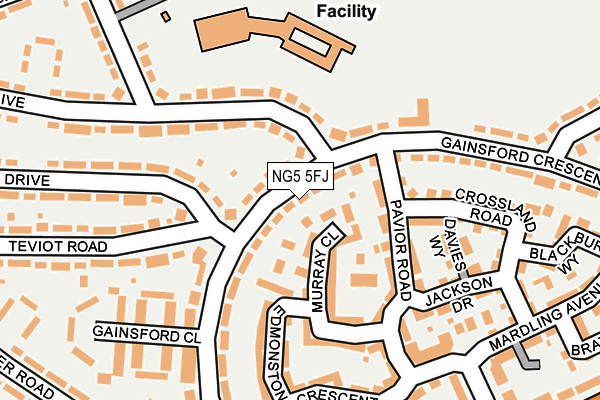 NG5 5FJ map - OS OpenMap – Local (Ordnance Survey)