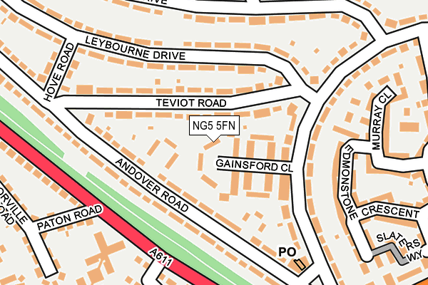 NG5 5FN map - OS OpenMap – Local (Ordnance Survey)