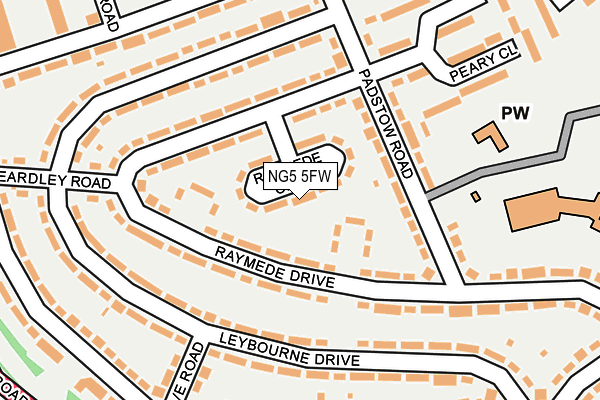 NG5 5FW map - OS OpenMap – Local (Ordnance Survey)