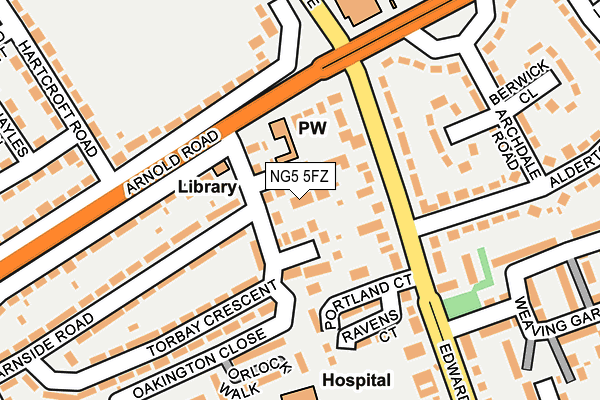 NG5 5FZ map - OS OpenMap – Local (Ordnance Survey)