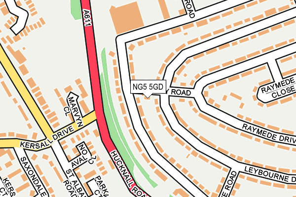 NG5 5GD map - OS OpenMap – Local (Ordnance Survey)