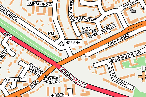 NG5 5HA map - OS OpenMap – Local (Ordnance Survey)