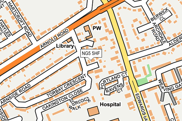 NG5 5HF map - OS OpenMap – Local (Ordnance Survey)