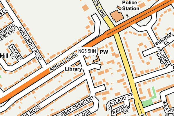 NG5 5HN map - OS OpenMap – Local (Ordnance Survey)