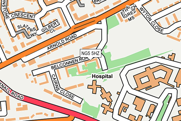NG5 5HZ map - OS OpenMap – Local (Ordnance Survey)