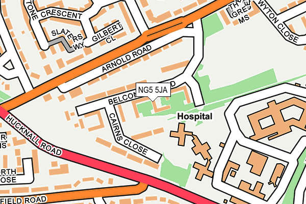 NG5 5JA map - OS OpenMap – Local (Ordnance Survey)