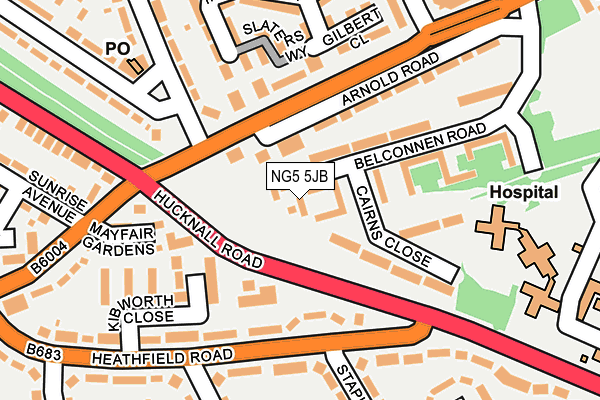 NG5 5JB map - OS OpenMap – Local (Ordnance Survey)