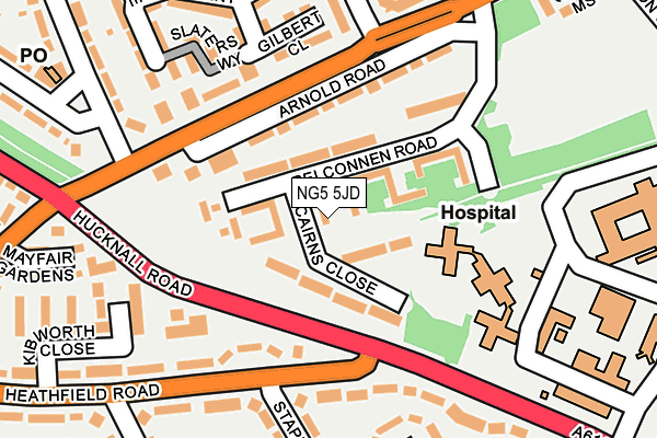 NG5 5JD map - OS OpenMap – Local (Ordnance Survey)